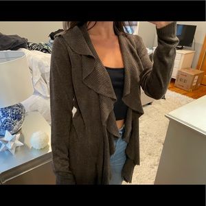 NWT Karen Scott Ruffle Cardigan Peppercorn Brown